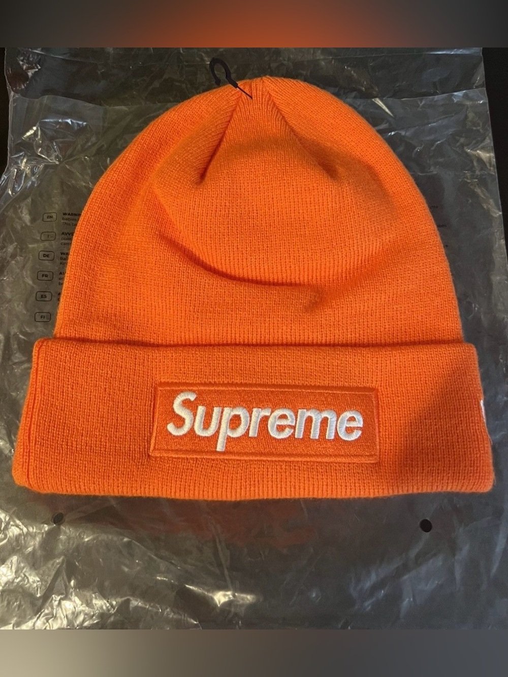 Supreme Orange Box Logo Cuffed Beanie